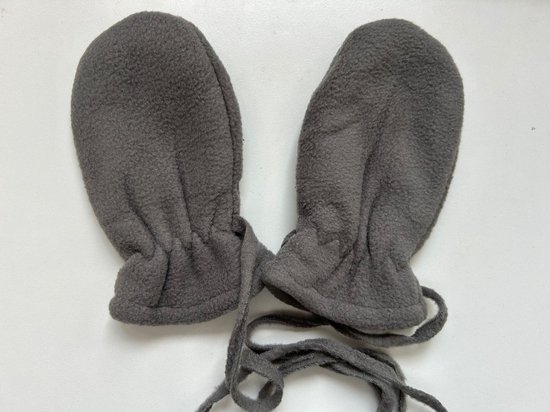 Baby Fleece winter wantjes met koord Grijs (3-18 mnd) - handschoenen - Merkloos