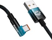 Baseus MVP 2 Câble de données de charge rapide en forme de coude USB vers Type-C 100W 1 mètre Zwart + Blauw