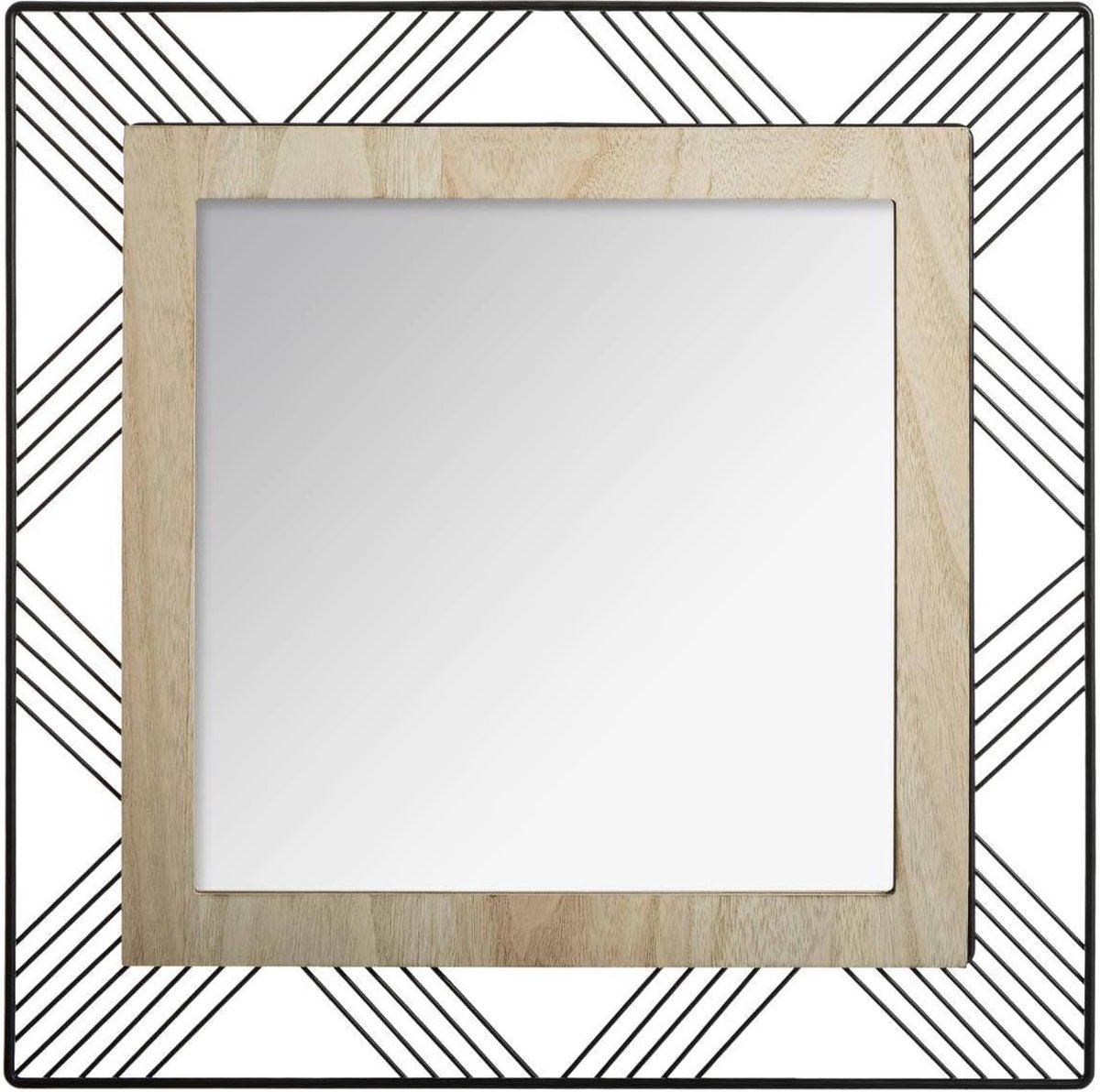 Atmosphera Joe spiegel vierkant met hout 45x45cm