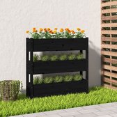 The Living Store Plantenbak - Grenenhout - 112 x 25 x 104.5cm - Zwart