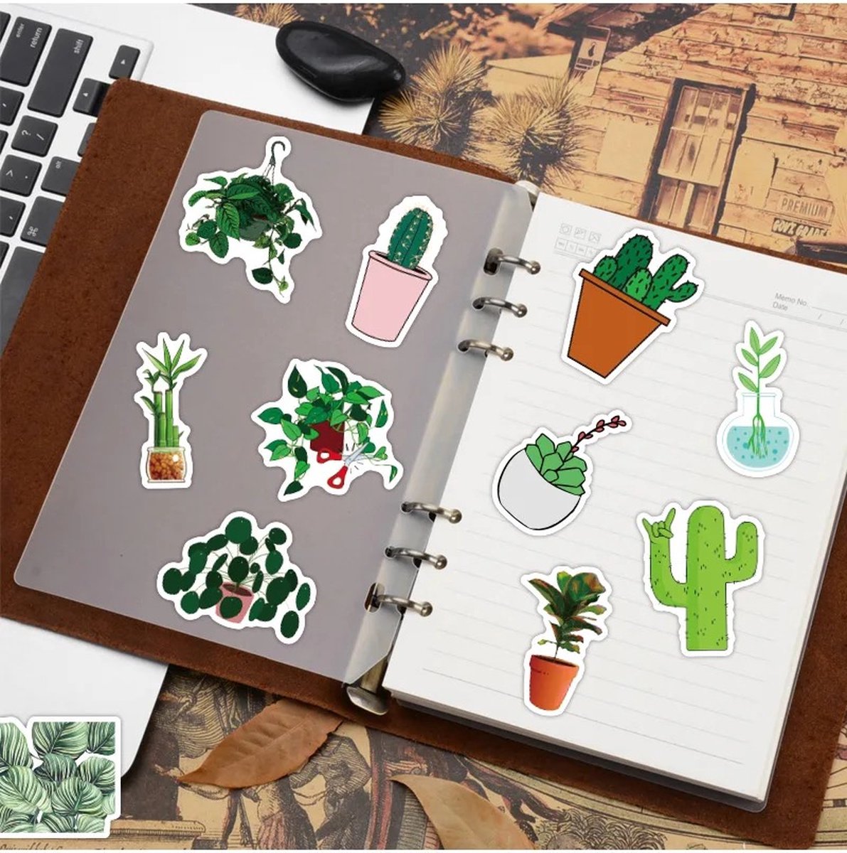 Planten Stickers 50 Stuks | Groene Stickers | Cactus | Monstera | Ficus | Kamerplanten | Grappige Stickers | Laptop Stickers | Stickers Kinderen en Volwassenen | Stickervellen | Plakstickers | Koffer Stickers | Stickers Bullet Journal en Planner — afbeelding 2