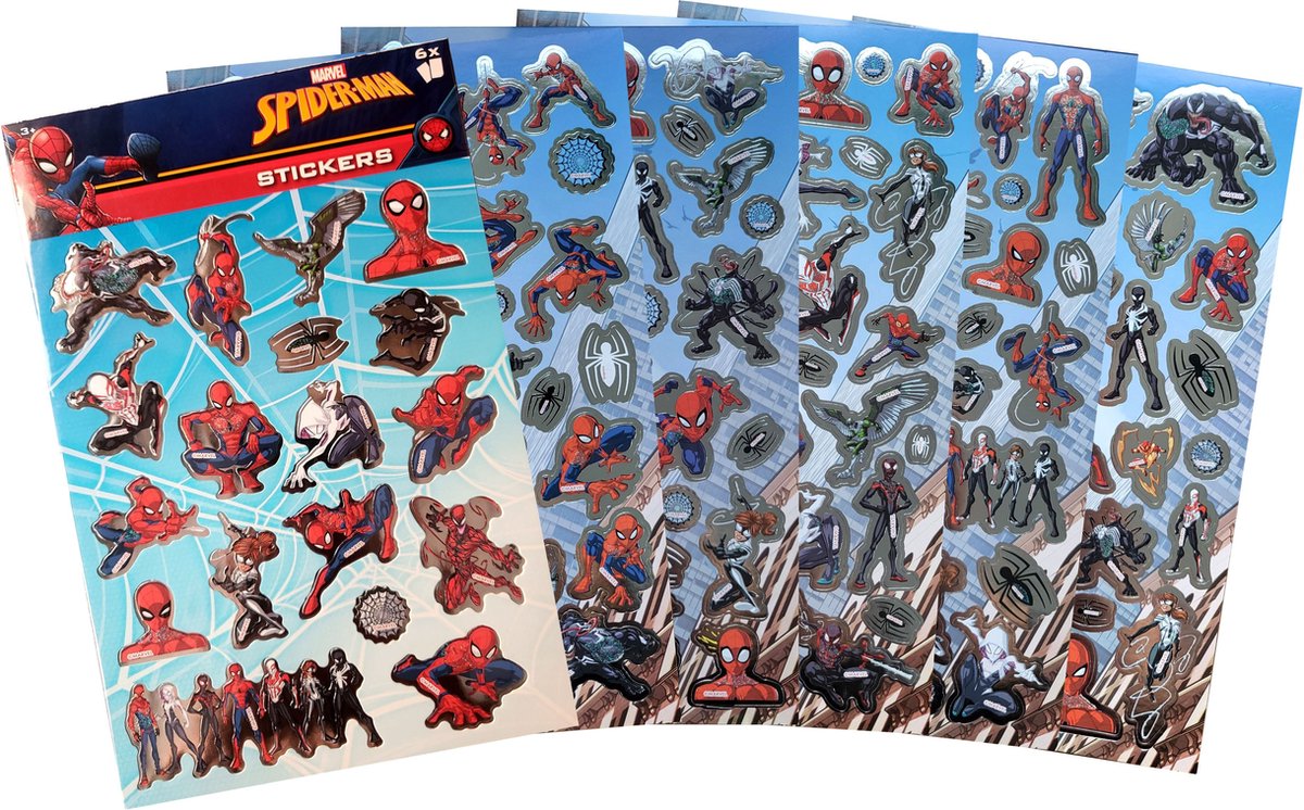 Marvel Spiderman - Sticker blok met 6 vellen Stickers - creatief - Schoen cadeau - Sinterklaas - kado