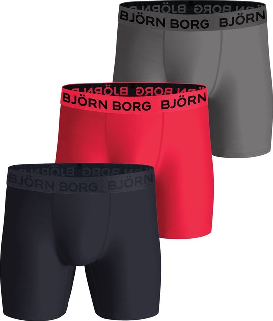 Björn Borg Performance boxers - microfiber heren boxers lange pijpen (3-pack) - multicolor - Maat: S