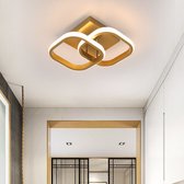 LuxiLamps - Moderne Plafondlamp - Vierkant LED - Kroonluchter - Gangpad Lamp - Verlichting - 29 cm - Goud - Plafonniére - 20W