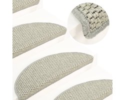 vidaXL Sisal Look - Trapmatten - Trapmatten zelfklevend 15 st sisal-look 56x17x3 cm lichtgroen - Vloerbedekking - Trappen Lopen - Antislip