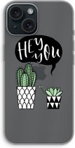 Case Company® - Hoesje geschikt voor iPhone 15 hoesje - Hey you cactus - Soft Cover Telefoonhoesje - Bescherming aan alle Kanten en Schermrand