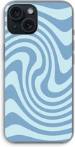 Case Company® - Hoesje geschikt voor iPhone 15 hoesje - Swirl Blauw - Soft Cover Telefoonhoesje - Bescherming aan alle Kanten en Schermrand