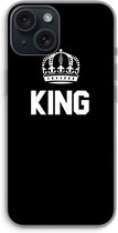 Case Company® - Hoesje geschikt voor iPhone 15 hoesje - King zwart - Soft Cover Telefoonhoesje - Bescherming aan alle Kanten en Schermrand