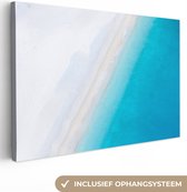 Canvas Schilderij Strand - Zee - Blauw - 120x80 cm - Wanddecoratie