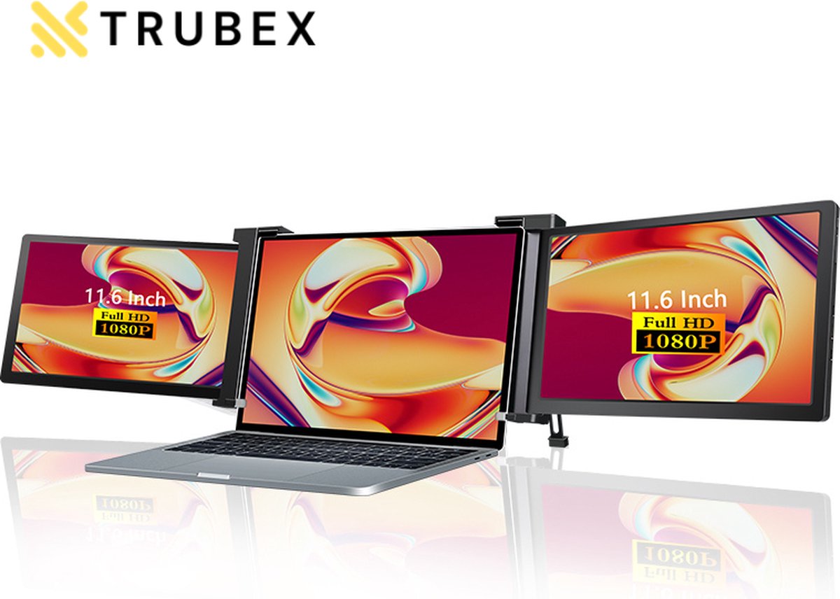Trubex Tri-Screen - Portable Monitor - Beeldscherm - Monitoren - Scherm - Monitor - Inclusief Beschermhoes - 11.6