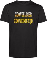 T-shirt Zoo veel bier Zoo weinig tijd | Oktoberfest dames heren | Carnavalskleding heren dames | Foute party | Zwart | maat XS