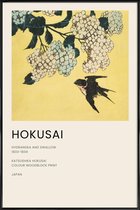 JUNIQE - Poster in kunststof lijst Hokusai - Hydrangea and Swallow