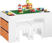 Mara Kinderbureauset - Kindertafel met 2 stoelen - Kinderbureau - Bouwtafelset Met 2 Stoelen - MDF - 87 x 50 x 50 cm