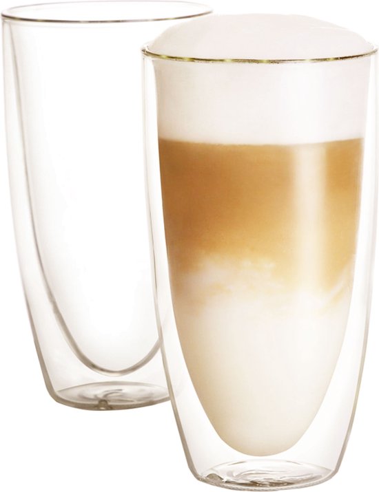 Swanza® Lofty Latte - Dubbelwandige Koffieglazen – Latte Macchiato Glazen – Theeglazen - Met Slanke Vorm - 350ML – 2 Stuks
