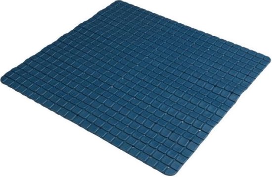 Urban Living Badkamer/douche anti slip mat - rubber - voor op de vloer - donkerblauw - 55 x 55 cm