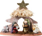 Crèche de Noël Decoris pour chambre d'enfant/enfant – avec figurines – 20 x 8 x 16,5 cm