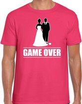 Bellatio Decorations vrijgezellen feest t-shirt heren - Game Over - roze - bachelor party/bruiloft XL