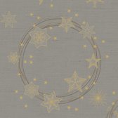 Duni kerst thema servetten - 40 x 40 cm - papier - grijs met gouden sterren
