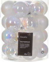 Decoris kerstballen - 25x stuks - 6 cm -kunststof - transparant parelmoer