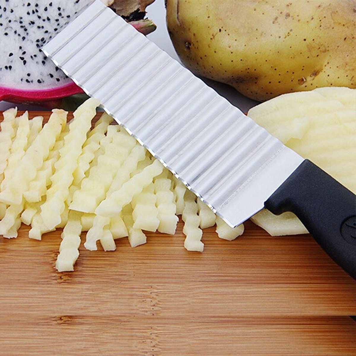Couteau à Lame Ondulée - Coupe-Pomme de Terre Ustensile de Cuisine