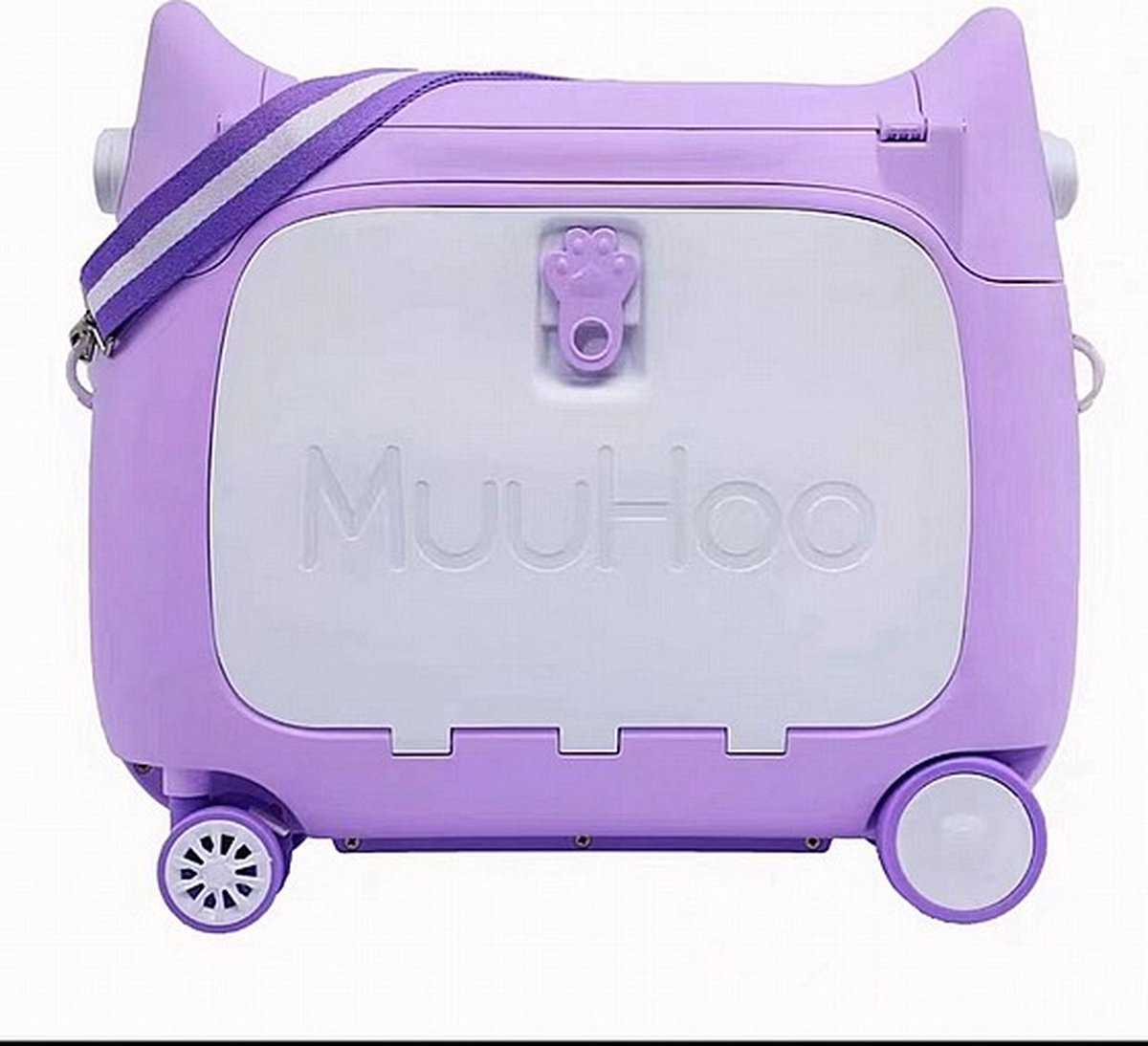 Muuhoo - Kinderkoffer - Handbagage - Bed - Zitbaar - Purple Penguin