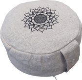 Coussin de méditation Design autour - crème avec lotus et signe Om - aspect toile de jute
