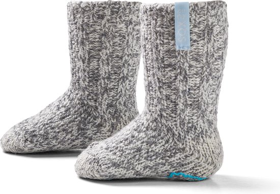 SOXS® | SOX3646 | Wollen baby sokken | Grijs | Kniehoogte | Maat 19-29 | Antislip | Little blue label