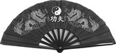 Handwaaier Tai Chi waaier Kong Fu Yin Yang twee draken zwart en wit ca. 65 x 35cm Chinees