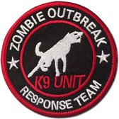 Patch - K9 Zombie Outbreak Team - geborduurde applicatie - embleem voor op jas - klittenband - haak en lus - 8 x 8 cm