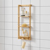 Wandrek Genette - Met 3 Planken - 28,5x10x70 cm - Bamboe en Metaal - Minimalistisch Design