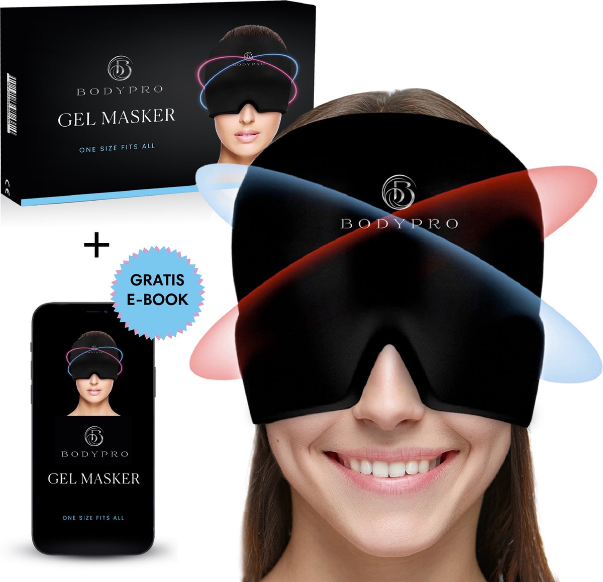Goedkoopste Bodypro Migraine Muts - Migraine Masker - Icepack - Incl. E-Book
