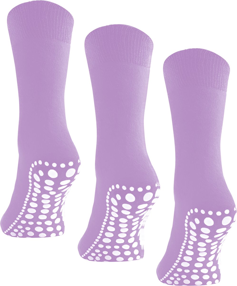 Budino® Huissokken Anti Slip - Dikke Antislip sokken - 1 paar - Gripsokken - Dikke Yoga Pilates Sokken - maat 35-38 - Lila Paars