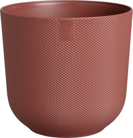 Elho Jazz Round Ø 23cm - Pot de Fleurs d'Intérieur - Plastique 100% recyclé - Structure Unique - Ø 23.1 x H 21.5 cm - Rouge toscane
