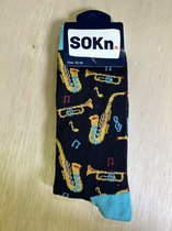 SOKn. Trendy sokken *TROMPET-SAXOFOON* maat 40-46 (ook leuk om kado te geven !)