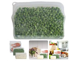 Siliconen Vershoudzak - Diepvrieszak - Boterhamzakje Herbruikbaar - 470ml - 100% Platinum Siliconen - Vaatwasserbestendig - Temperatuurbestendig - BPA-Vrij - 18.5x3.2x15cm - Oven, Magnetron, Vriezer - Ook voor Sieraden, Make-up
