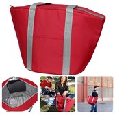 Cheqo® Geïsoleerde Koeltas - 22,3 liter - Rood - Isolerend - Thermische Binnenkant - Dubbel Handvat - Rits - 18,5 x 18 cm - Verstevigde Bodem - Voor Picknick & Boodschappen