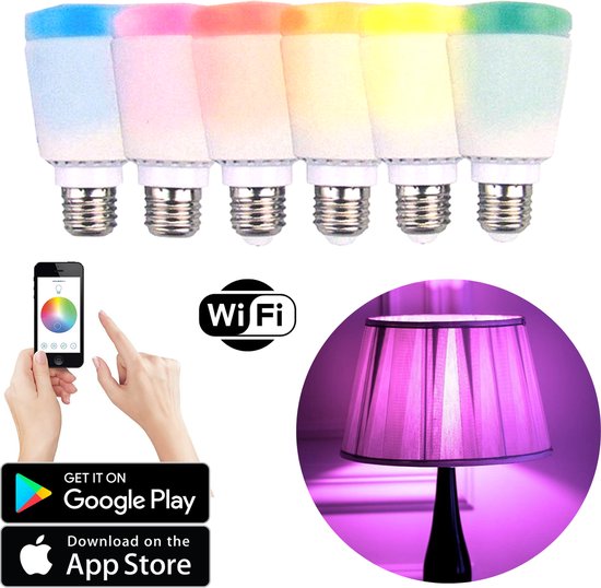 Lampes Smart Cheqo® - Ensemble de lampes - LED - Spots LED Smart - Siècle des Lumières LED WiFi - Y compris pont WiFi - RVB - E-27 - 2 pièces
