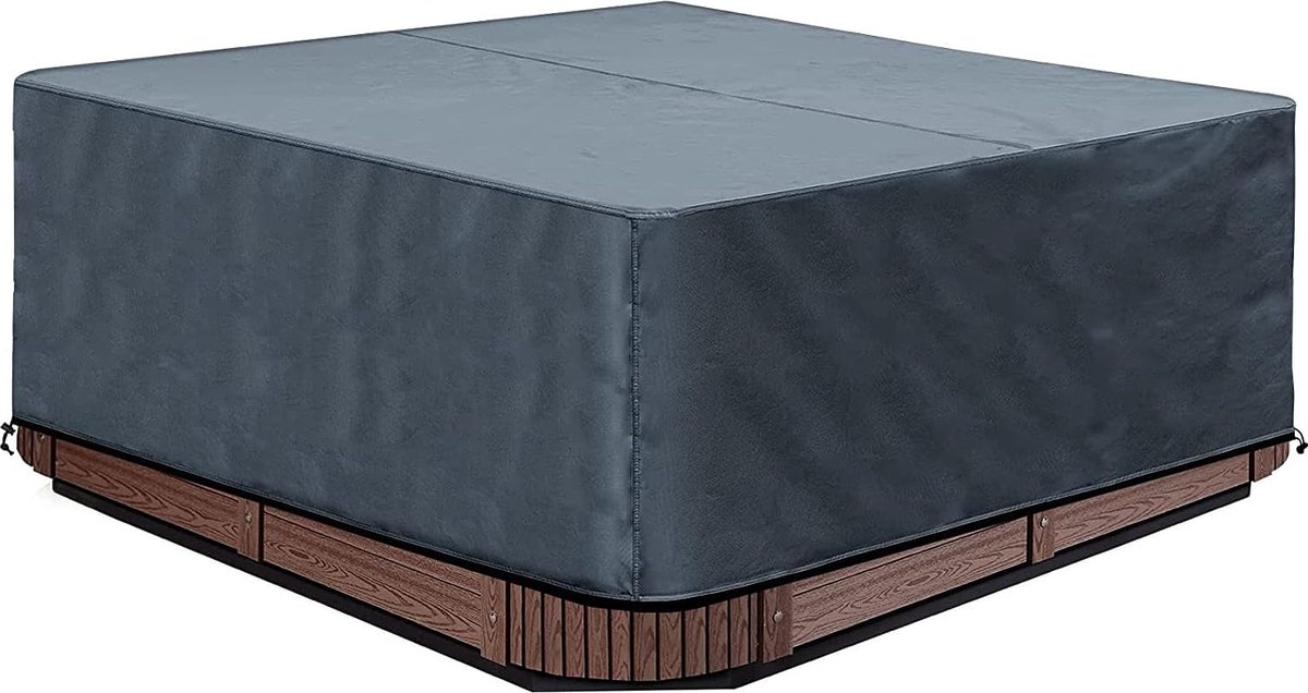 Hoge kwaliteit afdekking whirlpools, 200 × 200 × 85 cm, vierkant all-weather tuin whirlpool cover 600D Oxford, Protector-Spa waterdicht stofdicht UV-bescherming winddicht grijs