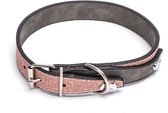 Nobleza Exclusieve hondenhalsband - Luxe halsband hond - Hondenhalsband kunstleder met gesp - Roze - 45 cm - S