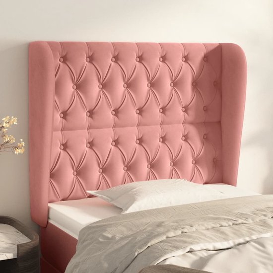 The Living Store Hoofdbord - Klassiek Roze Fluweel - Verstelbaar - Stevige Poten - Comfortabele Ondersteuning - 93x23x118/128 cm