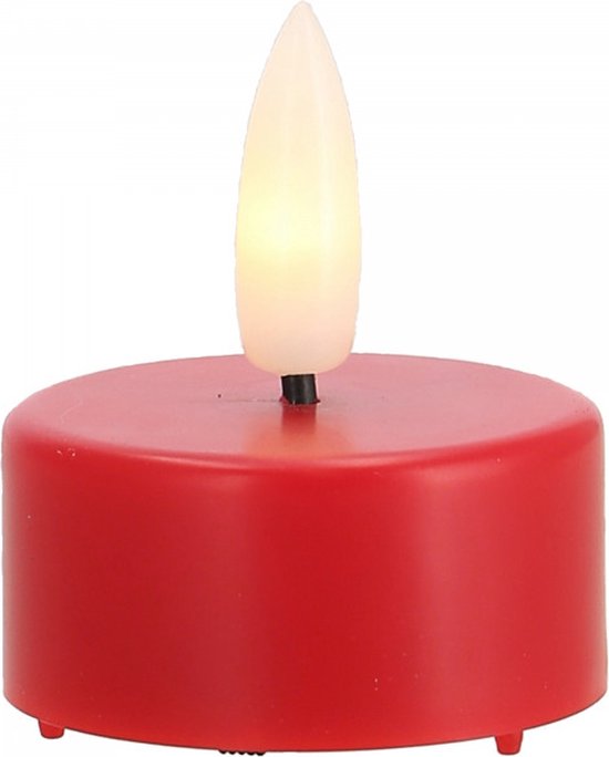 Bougies chauffe-plat LED - Bougies chauffe-plat LED rouges - D3,7 cm - avec pile bouton - Set de 4 pièces