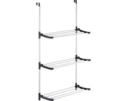 Deurhangend kledingdroogrek opvouwbaar, opvouwbaar, ruimtebesparend hangend kledingdroogrek met 3 lagen 12 opvouwbare staven 12,5 * 7 * 61,5 cm