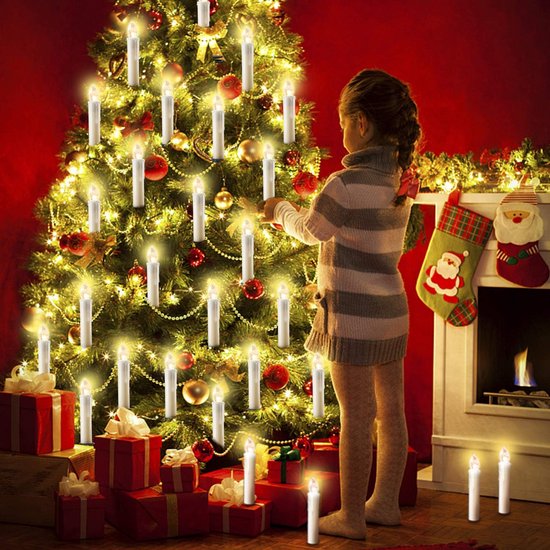 Lumières de Noël LED, lumières de Noël à intensité variable sans fil,  bougies de Noël