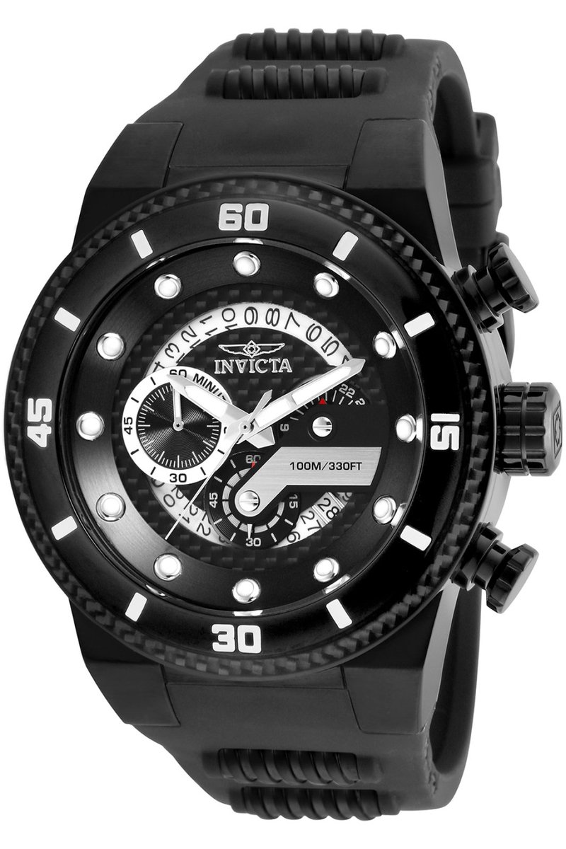 Invicta S1 Rally 24228 Heren Horloge - Waterdicht - Analoog - Quartz Uurwerk - Roestvrij Staal met zwarte Wijzerplaat - 51mm
