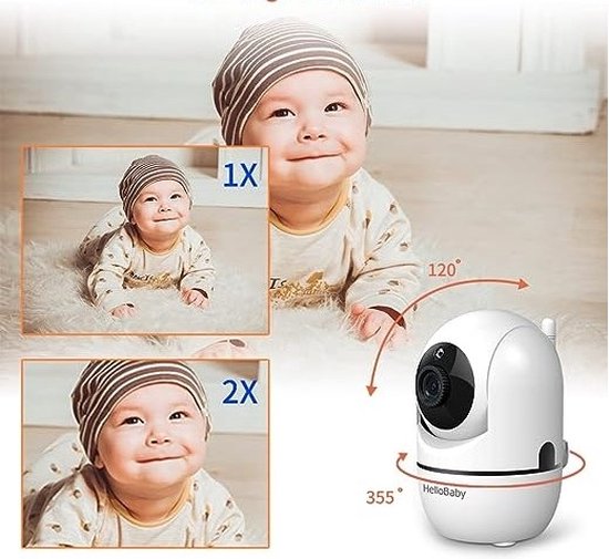 Babyfoon - Babyphone 3,2 pouces avec caméra vidéo - 360 degrés PTZ - Caméra  bébé 