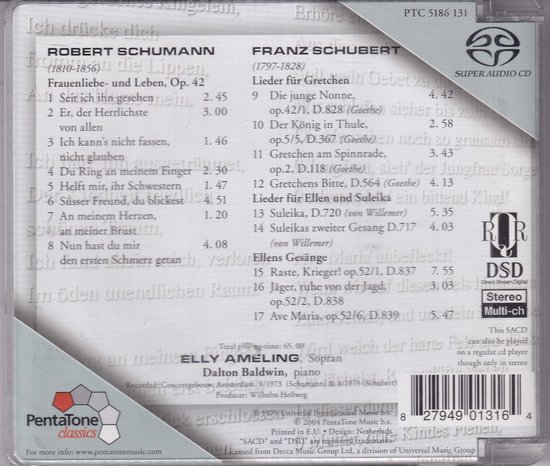 Super-Audio-CD Schumann-Schubert Lieder - Robert Schumann, Franz Schubert - Elly Ameling, Dalton Baldwin