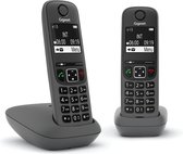 Gigaset Allrounder Duo DECT draadloze telefoon, uitgerust met twee handsets, twee snelkeuzetoetsen naar je favoriete functies, hadsfree functie, Antraciet