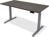 Zit sta bureau - hoog laag bureau - staan zit bureau - staand bureau – verstelbaar bureau – game bureau – 160 x 80 cm – aluminium onderstel – bruin eiken bureaublad