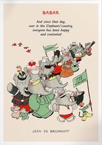 Love Live Happiness Babar (Babar de Olifant) | Poster | A3: 30 x 40 cm
