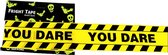 Ruban barrière You Dare - Décoration Halloween pour extérieur - Décoration - Guirlandes et drapeaux - 75 mm x 6 mètres - Zwart/jaune